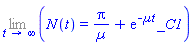 Limit(N(t) = Pi/Âµ+exp(-Âµ*t)*_C1, t = infinity)