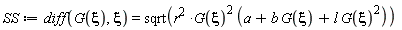 SS := diff(G(xi), xi) = sqrt(r^2*G(xi)^2*(a+b*G(xi)+l*G(xi)^2))