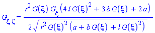 diff(diff(G(xi), xi), xi) = (1/2)*r^2*G(xi)*(diff(G(xi), xi))*(4*l*G(xi)^2+3*b*G(xi)+2*a)/(r^2*G(xi)^2*(a+b*G(xi)+l*G(xi)^2))^(1/2)
