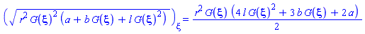 diff((r^2*G(xi)^2*(a+b*G(xi)+l*G(xi)^2))^(1/2), xi) = (1/2)*r^2*G(xi)*(4*l*G(xi)^2+3*b*G(xi)+2*a)