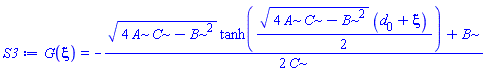 G(xi) = -(1/2)*((4*A*C-B^2)^(1/2)*tanh((1/2)*(4*A*C-B^2)^(1/2)*(d[0]+xi))+B)/C