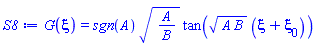 G(xi) = sgn(A)*(A/B)^(1/2)*tan((A*B)^(1/2)*(xi+xi[0]))