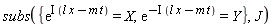 subs({exp(-I*(l*x-m*t)) = Y, exp(I*(l*x-m*t)) = X}, J)