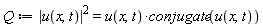 Q := abs(u(x, t))^2 = u(x, t)*conjugate(u(x, t))