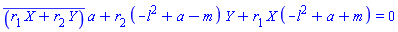 conjugate(X*r[1]+Y*r[2])*a+r[2]*(-l^2+a-m)*Y+r[1]*X*(-l^2+a+m) = 0