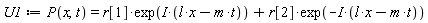 U1 := P(x, t) = r[1]*exp(I*(l*x-m*t))+r[2]*exp(-I*(l*x-m*t))
