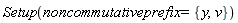 Setup(noncommutativeprefix = {v, y})
