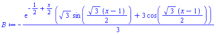 -(1/3)*exp(-1/2+(1/2)*x)*(3^(1/2)*sin((1/2)*3^(1/2)*(x-1))+3*cos((1/2)*3^(1/2)*(x-1)))