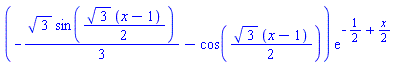 (-(1/3)*3^(1/2)*sin((1/2)*3^(1/2)*(x-1))-cos((1/2)*3^(1/2)*(x-1)))*exp(-1/2+(1/2)*x)