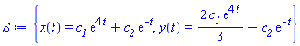 {x(t) = c__1*exp(4*t)+c__2*exp(-t), y(t) = (2/3)*c__1*exp(4*t)-c__2*exp(-t)}