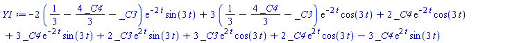-2*(1/3-(4/3)*_C4-_C3)*exp(-2*t)*sin(3*t)+3*(1/3-(4/3)*_C4-_C3)*exp(-2*t)*cos(3*t)+2*_C4*exp(-2*t)*cos(3*t)+3*_C4*exp(-2*t)*sin(3*t)+2*_C3*exp(2*t)*sin(3*t)+3*_C3*exp(2*t)*cos(3*t)+2*_C4*exp(2*t)*cos(3*t)-3*_C4*exp(2*t)*sin(3*t)