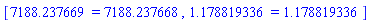 [7188.237669 = 7188.237668, 1.178819336 = 1.178819336]