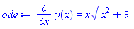 diff(y(x), x) = x*(x^2+9)^(1/2)