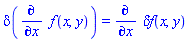 delta(diff(f(x, y), x)) = diff(`&delta;f`(x, y), x)