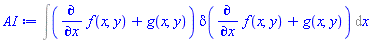 Int((diff(f(x, y), x)+g(x, y))*delta(diff(f(x, y), x)+g(x, y)), x)