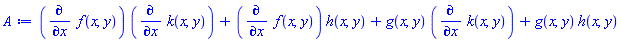 (diff(f(x, y), x))*(diff(k(x, y), x))+(diff(f(x, y), x))*h(x, y)+g(x, y)*(diff(k(x, y), x))+g(x, y)*h(x, y)