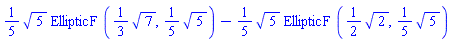 (1/5)*5^(1/2)*EllipticF((1/3)*7^(1/2), (1/5)*5^(1/2))-(1/5)*5^(1/2)*EllipticF((1/2)*2^(1/2), (1/5)*5^(1/2))