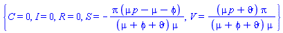 {C = 0, I = 0, R = 0, S = -Pi*(mu*p-mu-phi)/((mu+phi+vartheta)*mu), V = (mu*p+vartheta)*Pi/((mu+phi+vartheta)*mu)}