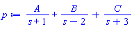 A/(s+1)+B/(s-2)+C/(s+3)