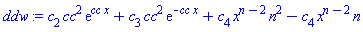 c[2]*cc^2*exp(cc*x)+c[3]*cc^2*exp(-cc*x)+c[4]*x^(n-2)*n^2-c[4]*x^(n-2)*n
