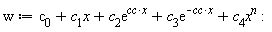 w := c[0]+c[1]*x+c[2]*exp(cc*x)+c[3]*exp(-cc*x)+c[4]*x^n: