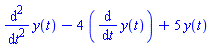 diff(diff(y(t), t), t)-4*(diff(y(t), t))+5*y(t)