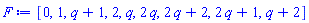 [0, 1, q+1, 2, q, 2*q, 2*q+2, 2*q+1, q+2]