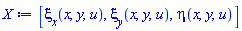 [xi__x(x, y, u), xi__y(x, y, u), eta(x, y, u)]