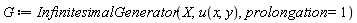 G := InfinitesimalGenerator(X, u(x, y), prolongation = 1)