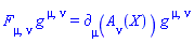 F[mu, nu]*Physics:-g_[`~mu`, `~nu`] = Physics:-d_[mu](A[nu](X), [X])*Physics:-g_[`~mu`, `~nu`]