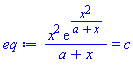 x^2*exp(x^2/(a+x))/(a+x) = c