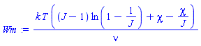 k*T*((J-1)*ln(1-1/J)+chi-chi/J)/nu