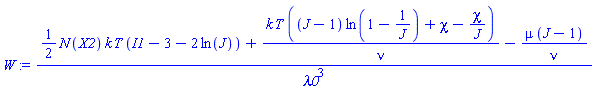 ((1/2)*N(X2)*k*T*(I1-3-2*ln(J))+k*T*((J-1)*ln(1-1/J)+chi-chi/J)/nu-mu*(J-1)/nu)/lambda0^3