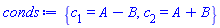 {c[1] = A-B, c[2] = A+B}