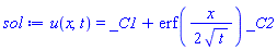u(x, t) = _C1+erf((1/2)*x/t^(1/2))*_C2
