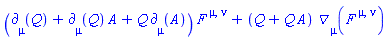 (Physics:-d_[mu](Q(r), [X])+Physics:-d_[mu](Q(r), [X])*A(r)+Q(r)*Physics:-d_[mu](A(r), [X]))*F[`~mu`, `~nu`]+(Q(r)+Q(r)*A(r))*Physics:-D_[mu](F[`~mu`, `~nu`], [X])