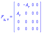 F[mu, nu] = Matrix(%id = 18446744078490186806)