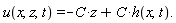 "u(x,z,t)=-C*z+C*h(x,t)."