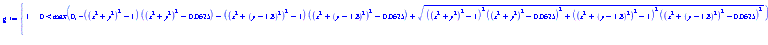 g := piecewise(0 < max(0, -((x^2+y^2)^2-1)*((x^2+y^2)^2-0.625e-1)-((x^2+(y-1.8)^2)^2-1)*((x^2+(y-1.8)^2)^2-0.625e-1)+sqrt(((x^2+y^2)^2-1)^2*((x^2+y^2)^2-0.625e-1)^2+((x^2+(y-1.8)^2)^2-1)^2*((x^2+(y-1.8)^2)^2-0.625e-1)^2)), 1, 0)
