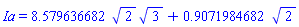 Ia = 8.579636682*2^(1/2)*3^(1/2)+.9071984682*2^(1/2)