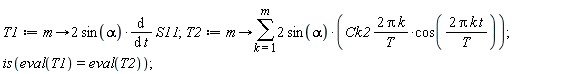 T1 := proc (m) options operator, arrow; 2*sin(alpha)*(diff(S11, t)) end proc;
