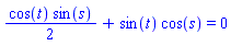 (1/2)*cos(t)*sin(s)+sin(t)*cos(s) = 0