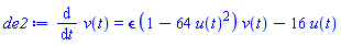 diff(v(t), t) = epsilon*(1-64*u(t)^2)*v(t)-16*u(t)