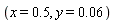 x = .5, y = 0.6e-1