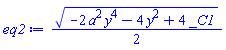(1/2)*(-2*a^2*y^4-4*y^2+4*_C1)^(1/2)