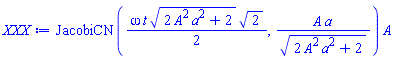 JacobiCN((1/2)*omega*t*(2*A^2*a^2+2)^(1/2)*2^(1/2), A*a/(2*A^2*a^2+2)^(1/2))*A