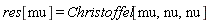 res[mu] = Christoffel[mu, nu, nu]