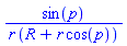 sin(p)/(r*(R+r*cos(p)))