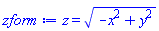 z = (-x^2+y^2)^(1/2)