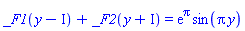 _F1(y-I)+_F2(y+I) = exp(Pi)*sin(Pi*y)